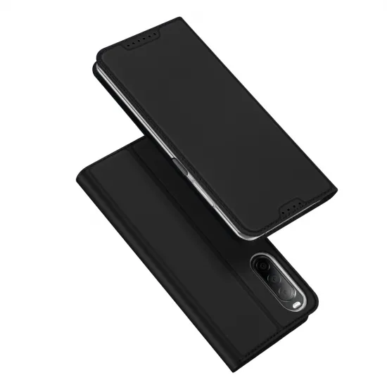 Dux Ducis Skin Pro Case for Sony Xperia 10 V Flip Card Wallet Stand Black
