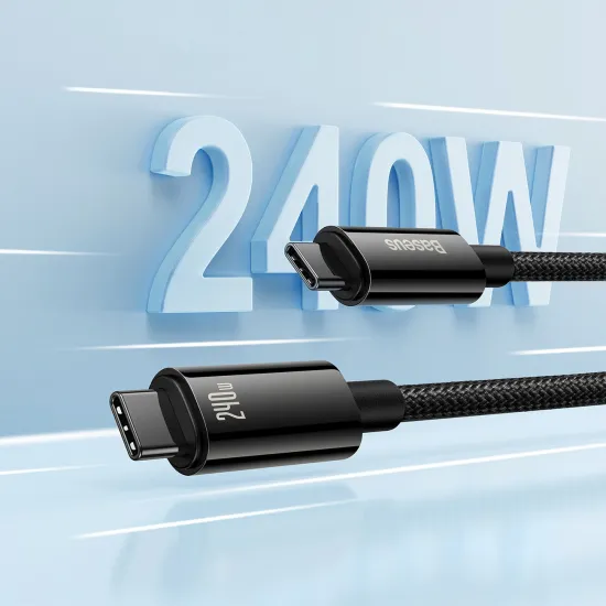 Cable USB C - USB C 480Mb/s 240W 2m Baseus Tungsten Gold CAWJ040101 - black