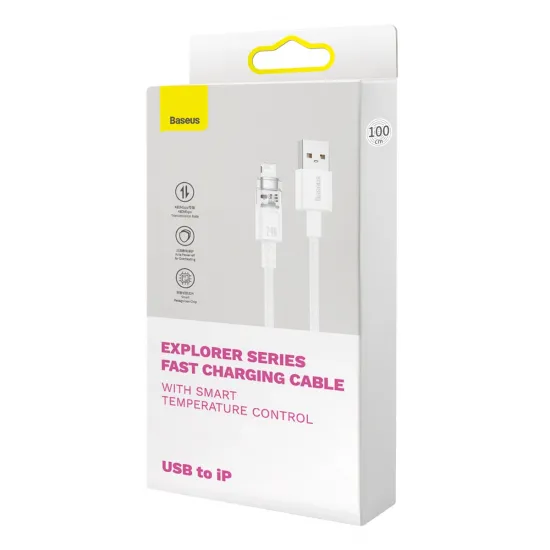 Baseus Explorer Series cable USB - Lightning 2.4A 2 m white (CATS010102)