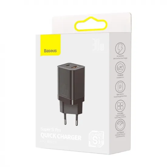 [RETURNED ITEM] Baseus Super Si Pro fast charger USB / USB Type C 30W Power Delivery Quick Charge black (CCSUPP-E01)