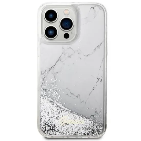 Guess GUHCP14XLCSGSGH iPhone 14 Pro Max 6,7" weiß/weißes Hardcase Liquid Glitter Marble
