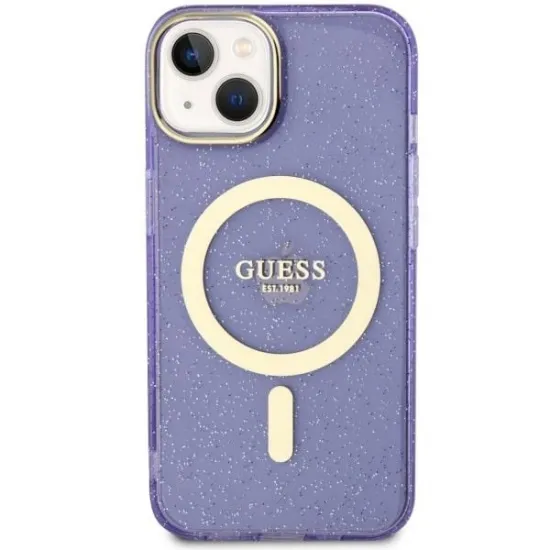 Guess GUHMP14MHCMCGU iPhone 14 Plus 6.7" purple/purple hardcase Glitter Gold MagSafe