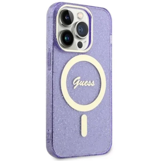 Guess GUHMP14XHCMCGU iPhone 14 Pro Max 6.7&quot; purple/purple hardcase Glitter Gold MagSafe