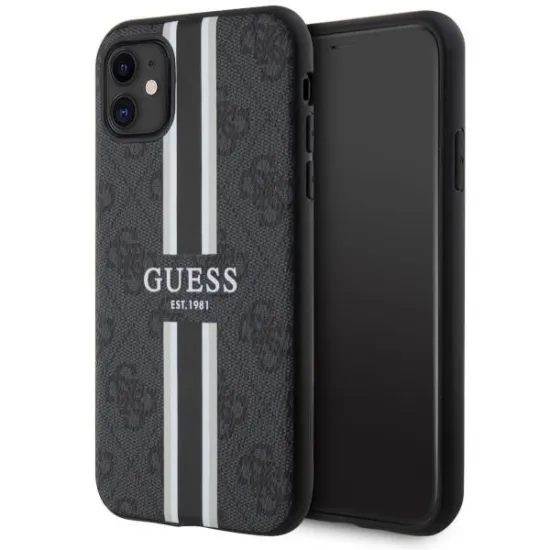 Guess GUHMN61P4RPSK iPhone 11 / Xr black/black hardcase 4G Printed Stripes MagSafe
