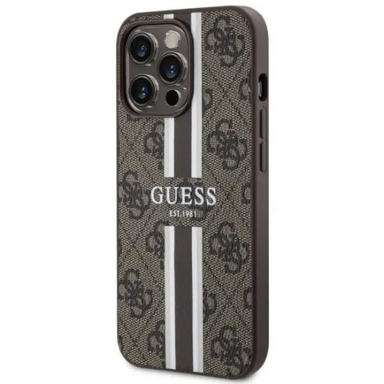 Guess GUHMP13LP4RPSW iPhone 13 Pro / 13 6.1&quot; brown/brown hardcase 4G Printed Stripes MagSafe