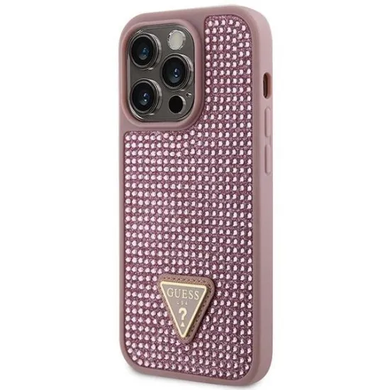 Guess GUHCP14LHDGTPP iPhone 14 Pro 6,1" rosa/rosa Hardcase Strass Dreieck