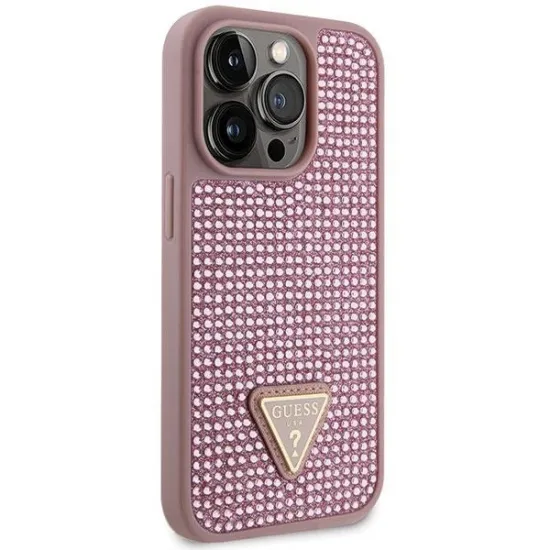 Guess GUHCP14LHDGTPP iPhone 14 Pro 6,1" rosa/rosa Hardcase Strass Dreieck