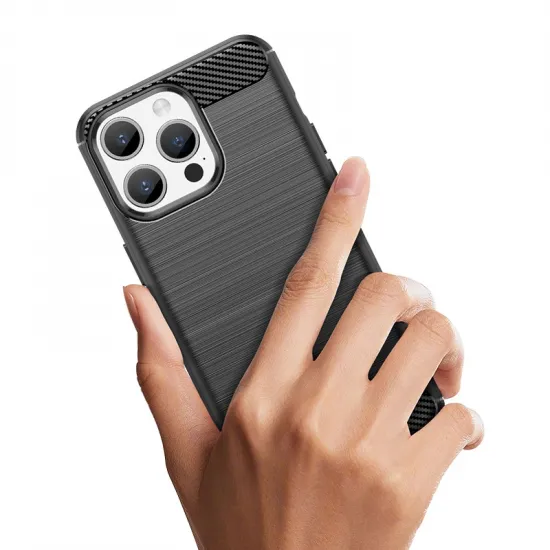 Flexible carbon pattern case for iPhone 15 Pro Carbon Case - blue