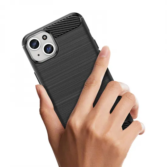 Flexible Carbon-Musterhülle für iPhone 15 Plus Carbon Case – Blau