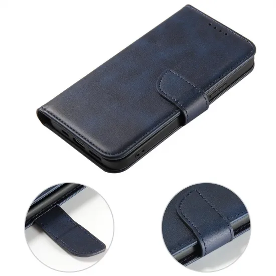 Wallet Case mit Ständer für iPhone 15 Plus Magnet Case – Blau
