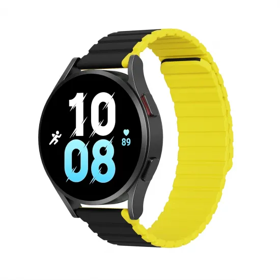 Universal Magnetic Samsung Galaxy Watch 3 45mm / S3 / Huawei Watch Ultimate / GT3 SE 46mm Dux Ducis Strap (22mm LD Version) - Black / Yellow