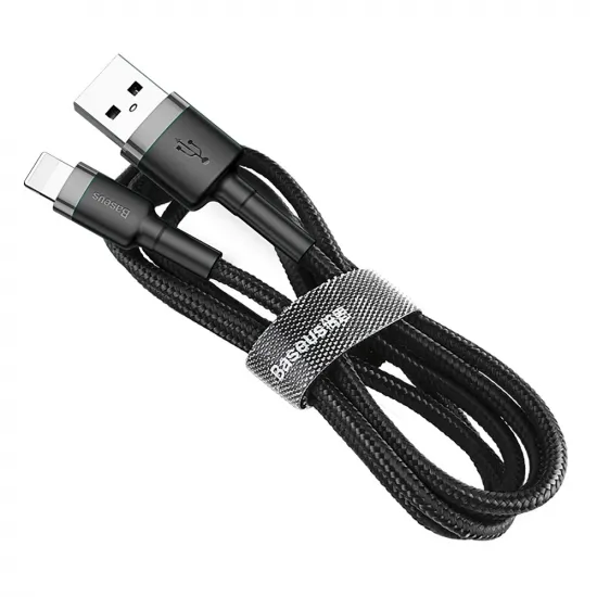 [RETURNED ITEM] Baseus Cafule Cable durable nylon cable USB / Lightning QC3.0 2.4A 1M black-gray (CALKLF-BG1)