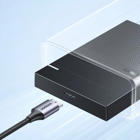 USB-C-/Micro-USB-B-3.0-Kabel Ugreen US565 5 Gbit/s 3 A 1 m – Grau