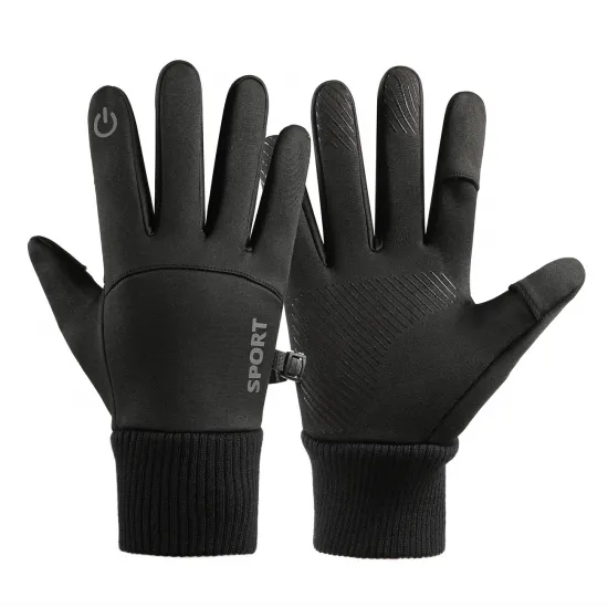 Men's insulated sports phone gloves - black