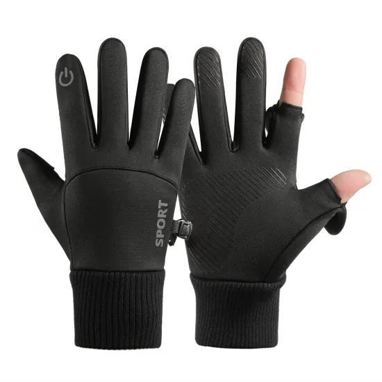 Men's insulated sports phone gloves - black