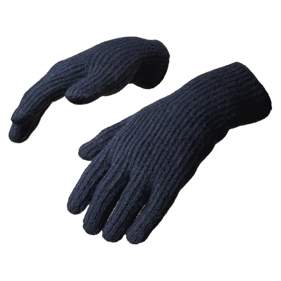 Braided telephone gloves with cut-outs for fingers - black