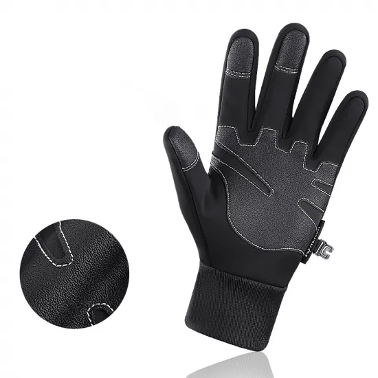 Insulated, non-slip sports phone gloves (size M) - black
