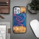 Wood and Resin Case for iPhone 14 Pro Max Bewood Unique Vegas - Pink and Blue
