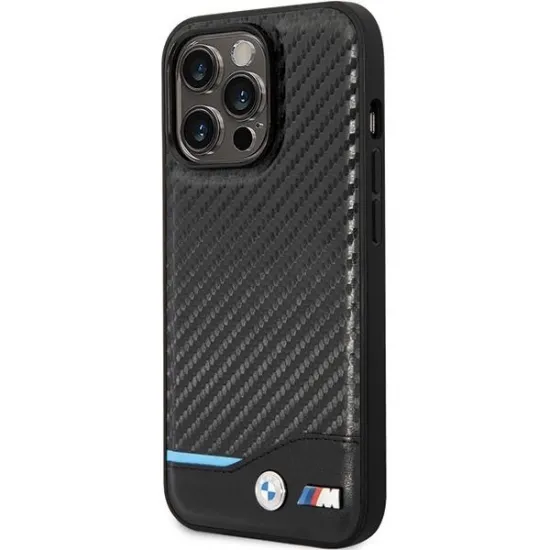 Case BMW BMHCP13L22NBCK iPhone 13 Pro / 13 6.1" black/black hardcase Leather Carbon