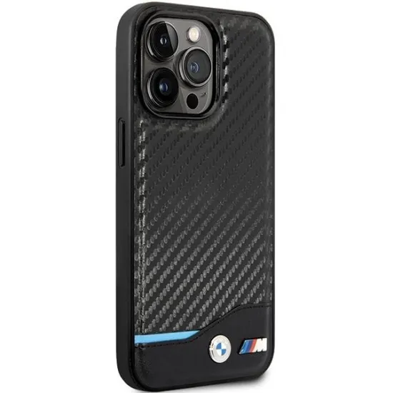 Case BMW BMHCP13L22NBCK iPhone 13 Pro / 13 6.1" black/black hardcase Leather Carbon
