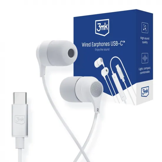 USB-C 3mk Wired Headphones - white