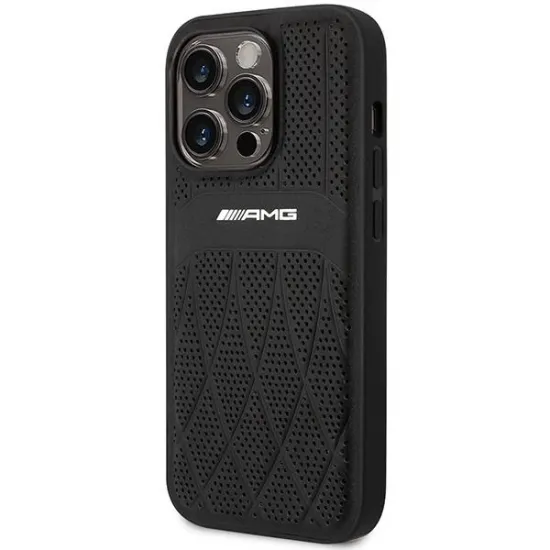 AMG AMHMP14LOSDBK iPhone 14 Pro 6.1" black/black hardcase Leather Curved Lines MagSafe