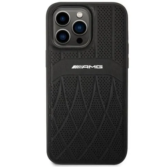 AMG AMHMP14XOSDBK iPhone 14 Pro Max 6.7" black/black hardcase Leather Curved Lines MagSafe