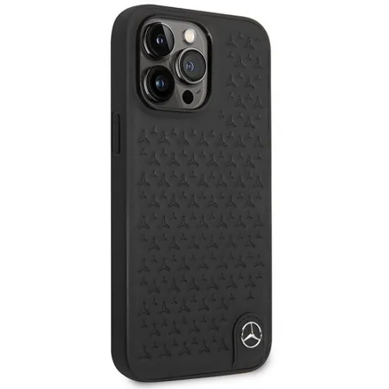 Mercedes Leather Stars Pattern case for iPhone 14 Pro Max - black