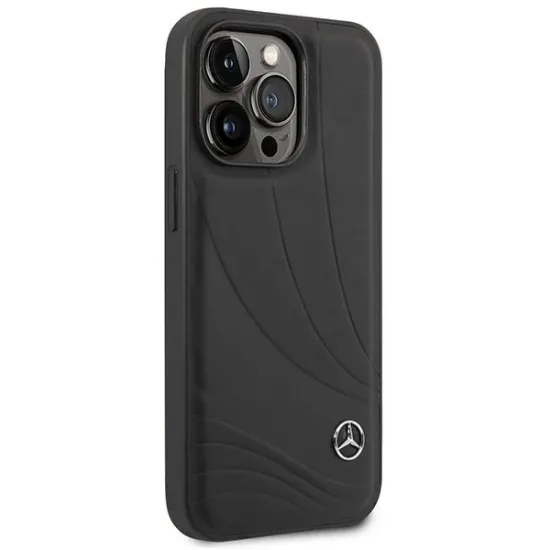 Mercedes Leather Wave Pattern case for iPhone 14 Pro Max - black