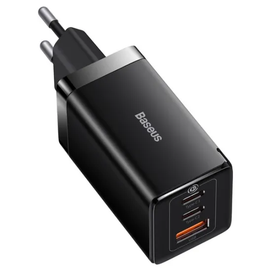 GaN 2xUSB C 1xUSB 65W fast charger Baseus GaN5 Pro + USB C - USB C 100W cable - black