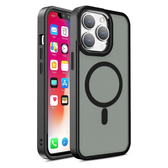 Magnetic Color Matte Case for iPhone 15 Plus - black