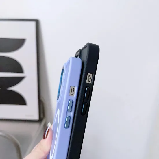 Magnetische farbige Matte Hülle für iPhone 15 – Marineblau