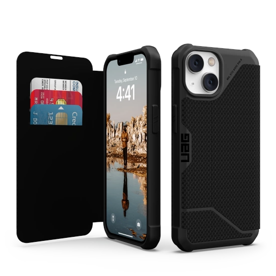 UAG Metropolis case for iPhone 14 Plus with flap - black kevlar