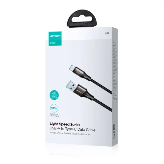 Joyroom Light-Speed ​​Series SA25-AC6 USB-A / USB-C Fast Transfer Cable 100W 2m - Black