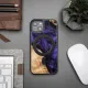Wood and Resin Case for iPhone 14 MagSafe Bewood Unique Violet - Purple and Black