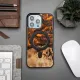 Wood and Resin Case for iPhone 14 Pro Max MagSafe Bewood Unique Orange - Orange and Black