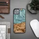 Bewood Unique Uranus wood and resin case for iPhone 14 - blue and white