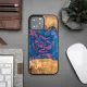 Wood and Resin Case for iPhone 13 Pro Max Bewood Unique Vegas - Pink and Blue