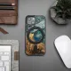 Wood and Resin Case for iPhone 13 Mini MagSafe Bewood Unique Planet Earth - Blue-Green