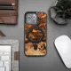 Wood and Resin Case for iPhone 13 Pro MagSafe Bewood Unique Orange - Orange and Black