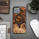 Wood and Resin Case for iPhone 13 Pro Max MagSafe Bewood Unique Orange - Orange and Black