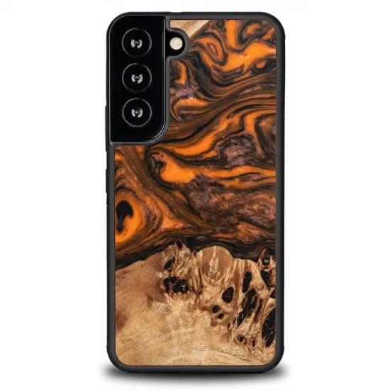 Wood and resin case for Samsung Galaxy S22 Bewood Unique Orange - orange and black