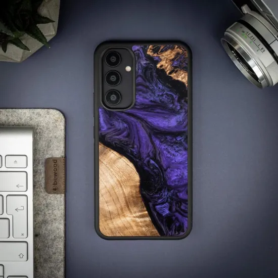 Wood and Resin Case for Samsung Galaxy A54 5G Bewood Unique Violet - Purple Black