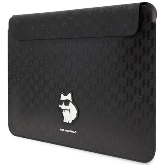 Karl Lagerfeld Saffiano Monogram Choupette-Hülle für einen 14-Zoll-Laptop – Schwarz
