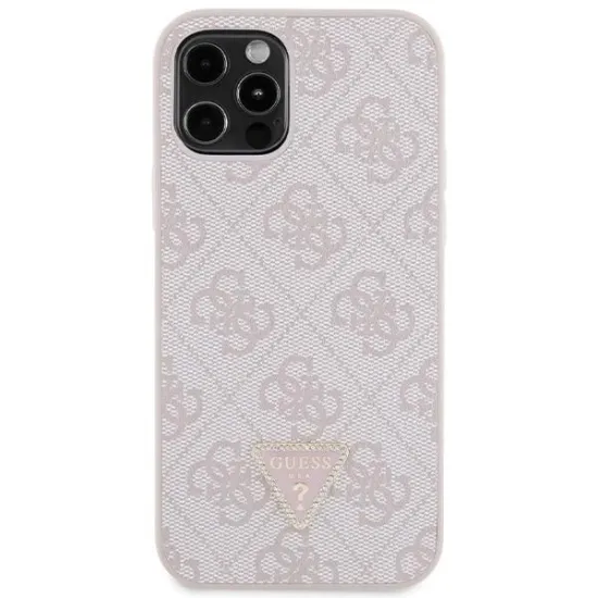 Guess GUHCP12MP4TDSCPP Case for iPhone 12 / 12 Pro - Pink Crossbody 4G Metal Logo