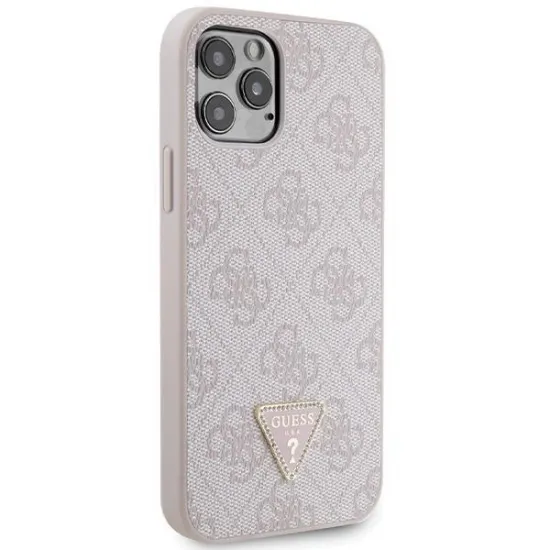 Guess GUHCP12MP4TDSCPP Case for iPhone 12 / 12 Pro - Pink Crossbody 4G Metal Logo