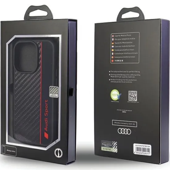 Audi Carbon Fiber Stripe iPhone 13 Pro Max 6.7&quot; black/black hardcase AUS-TPUPCIP13PM-R8/D1-BK