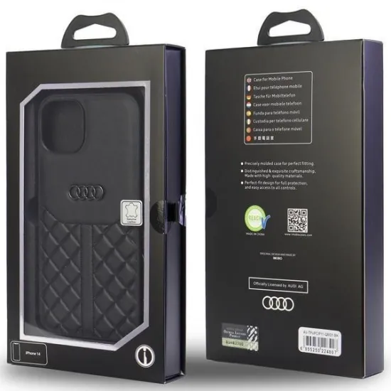 Audi Genuine Leather iPhone 11 / Xr 6.1&quot; black/black hardcase AU-TPUPCIP11R-Q8/D1-BK