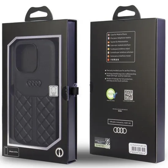 Audi Echtleder iPhone 13 Pro / 13 6,1&quot; schwarz/schwarz Hardcase AU-TPUPCIP13P-Q8/D1-BK