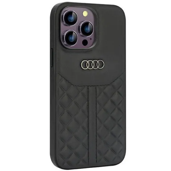Audi Genuine Leather case for iPhone 14 Pro Max 6.7&quot; - black AU-TPUPCIP14PM-Q8/D1-BK